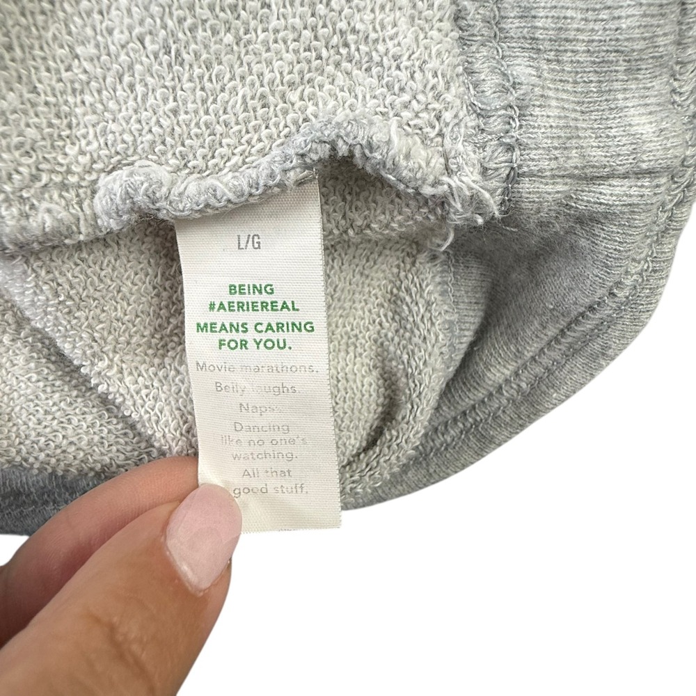 Aerie Womens Hoodie Size Large Gray Beach Weekend Oversized Sweatshirt Lounge - Picture 6 of 9